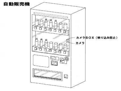 防犯カメラ 型式自動販売機用見守り防犯５００万画素カメラ（照明映り込み防止）特許取得